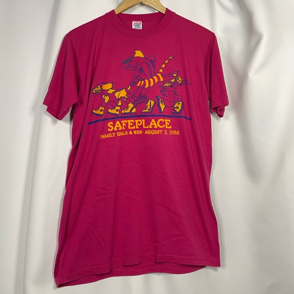 VTG 80s Jerzees by Russell single stitch Safeplace Family Walk & Run tee sz M - Picture 3 of 10